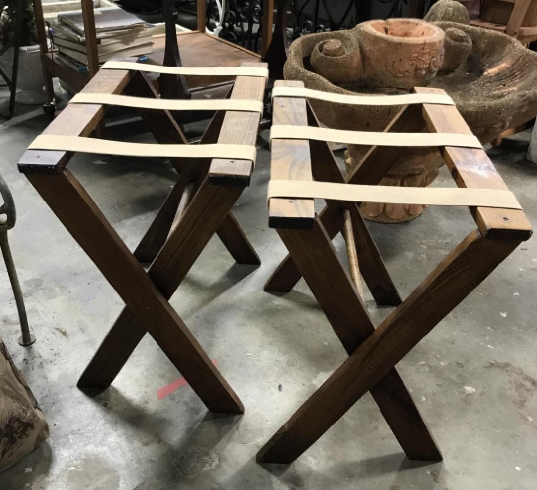 Pair Of Vintage Folding Wooden Luggage Racks (1 of 9)
