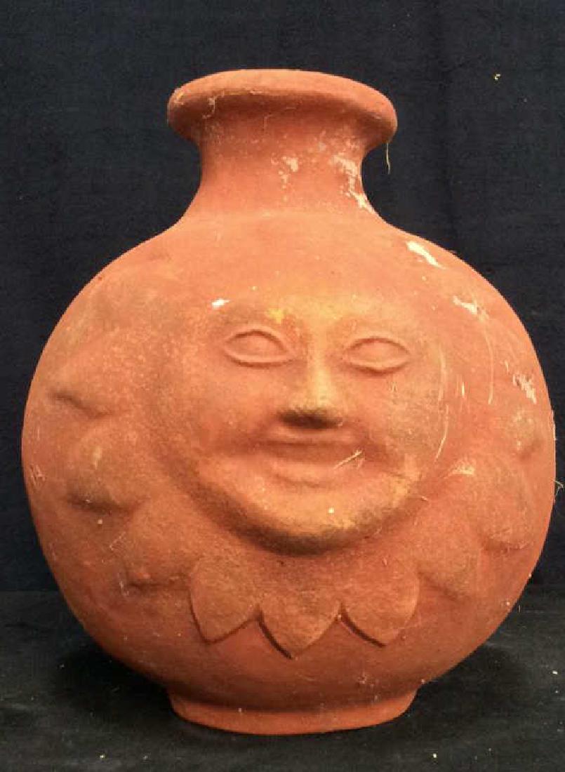 Terra Cotta Sun,Moon and Star Faced Clay Pot (1 of 10)