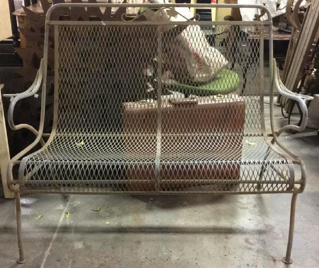 Indoor Outdoor Metal Bench W Armrests (1 of 8)