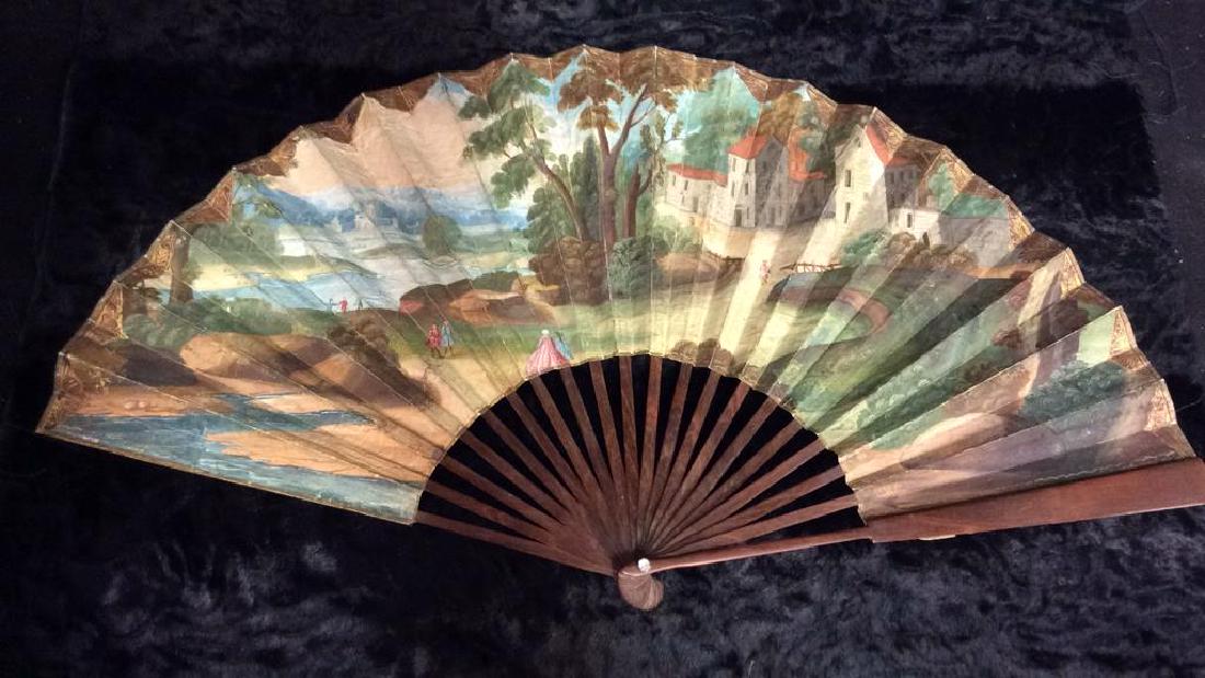Poss Antique Paper On Wood Ladies Fan (1 of 11)