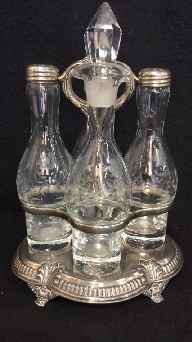 Victorian Silver Plate & Cut Glass Cruet Set (1 of 10)