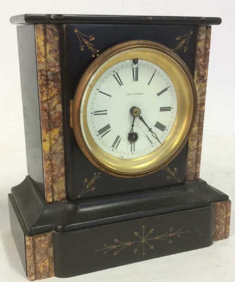 Black Marble w Pilasters Mantle Clock (1 of 9)