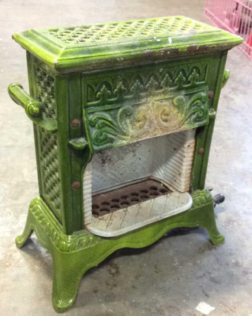 Green Enamel Glazed Cast Iron Heater, France (1 of 12)