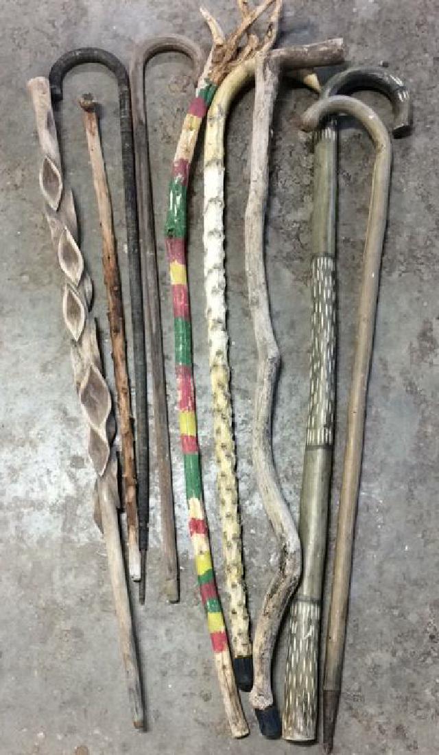 Group Lot Hand Carved Canes and Walking Sticks (1 of 12)