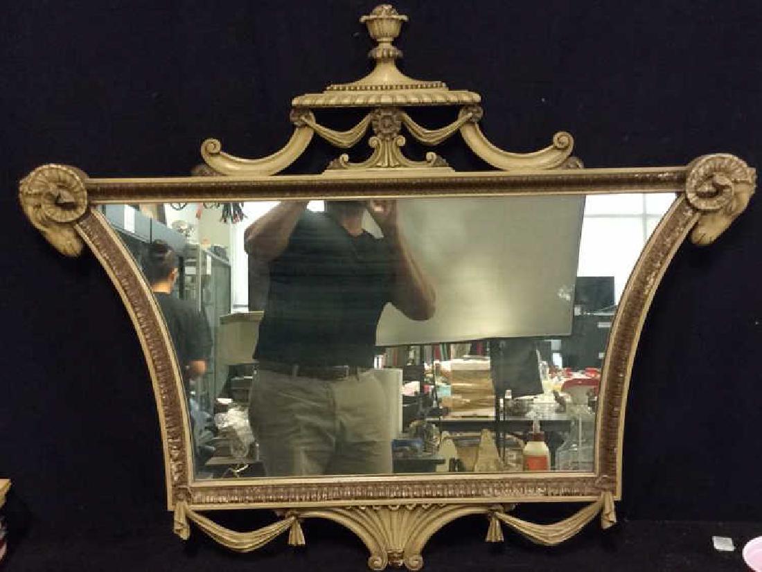 Painted Carved Wooden Rams Head Mirror (1 of 10)