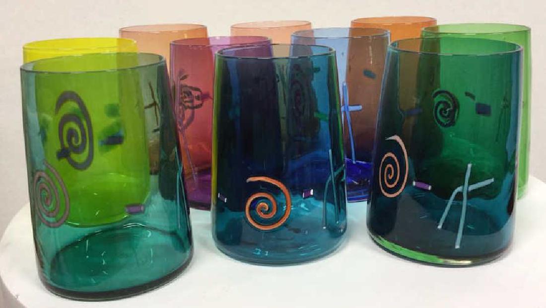 Set 10 Handcrafted Art Glass Drinking Glasses (1 of 9)