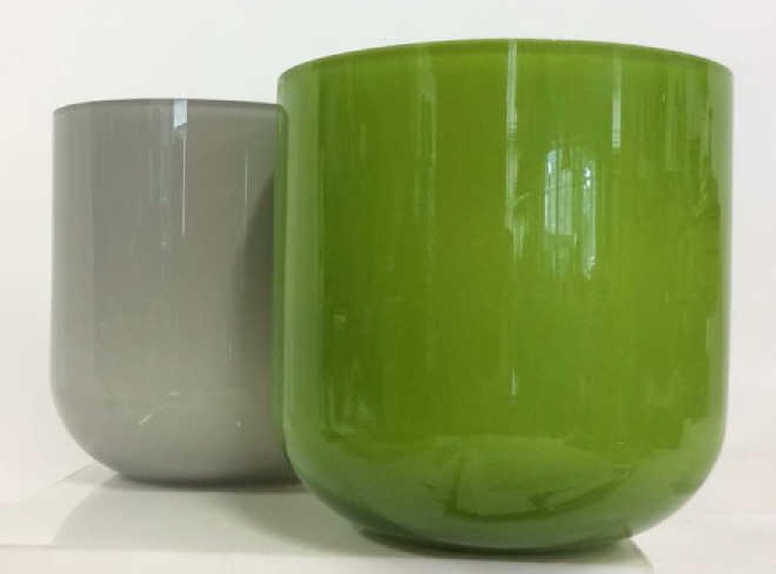 Pair Green and Gray Art Glass Vases (1 of 8)