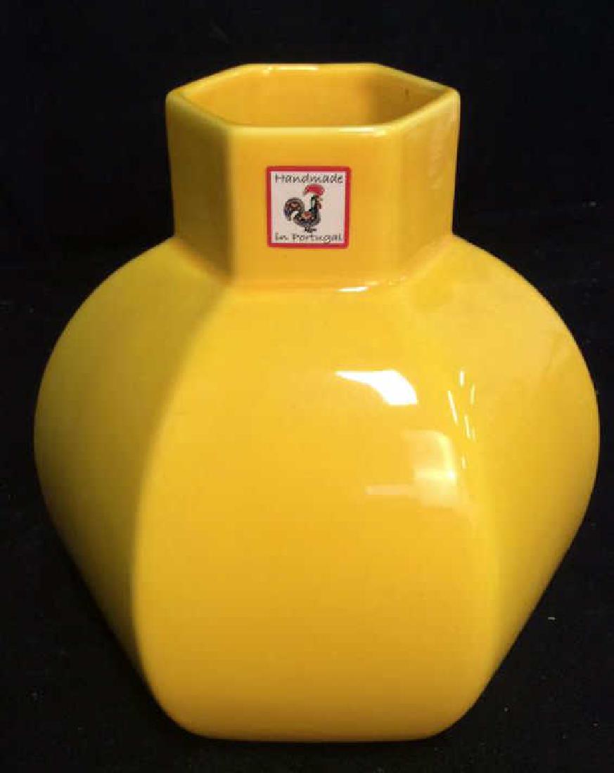 Yellow Glazed Pottery Vase Vessel, Portugal (1 of 9)