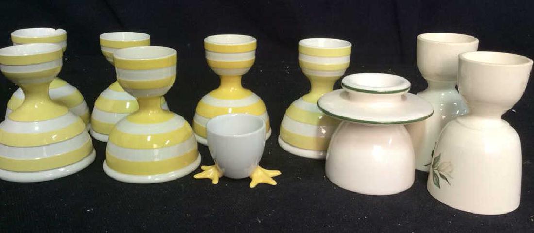 Group Lot Painted Ceramic egg cups, (1 of 12)