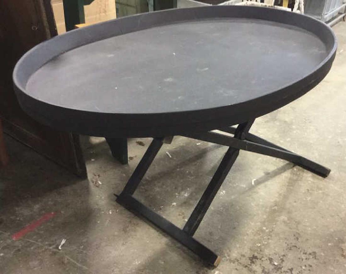 Black Toned Wooden Folding Table W Oval Top (1 of 6)