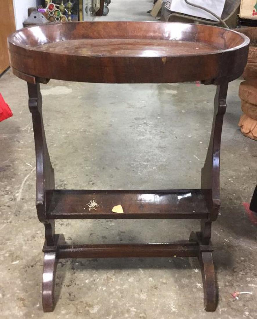 Vintage Carved Wooden Oval Top Table (1 of 8)