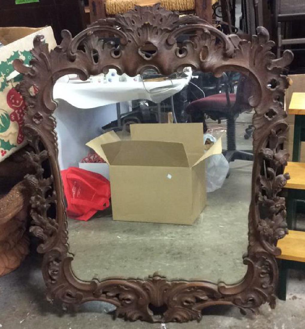 Ornately Carved Roccoc Wood  Mirror (1 of 8)