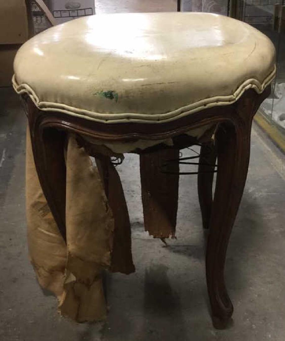 Carved Wooden Upholstered Footrest Stool (1 of 7)
