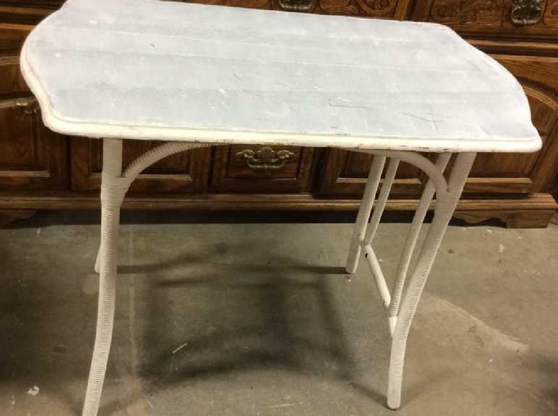 White  Painted Wood  Wicker Side Table (1 of 8)