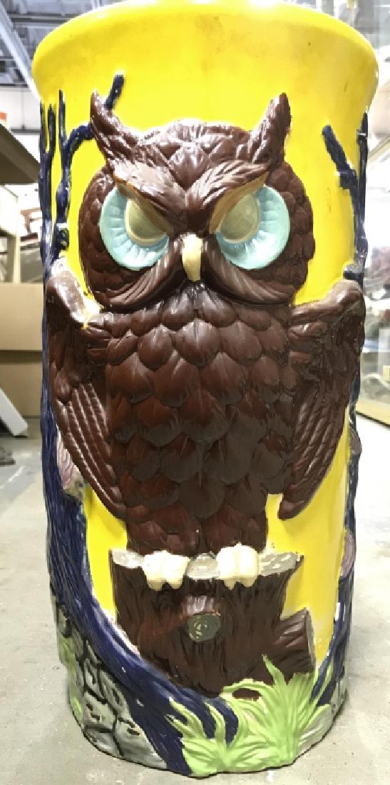 Painted Ceramic Umbrella Stand With Owl Motif (1 of 6)