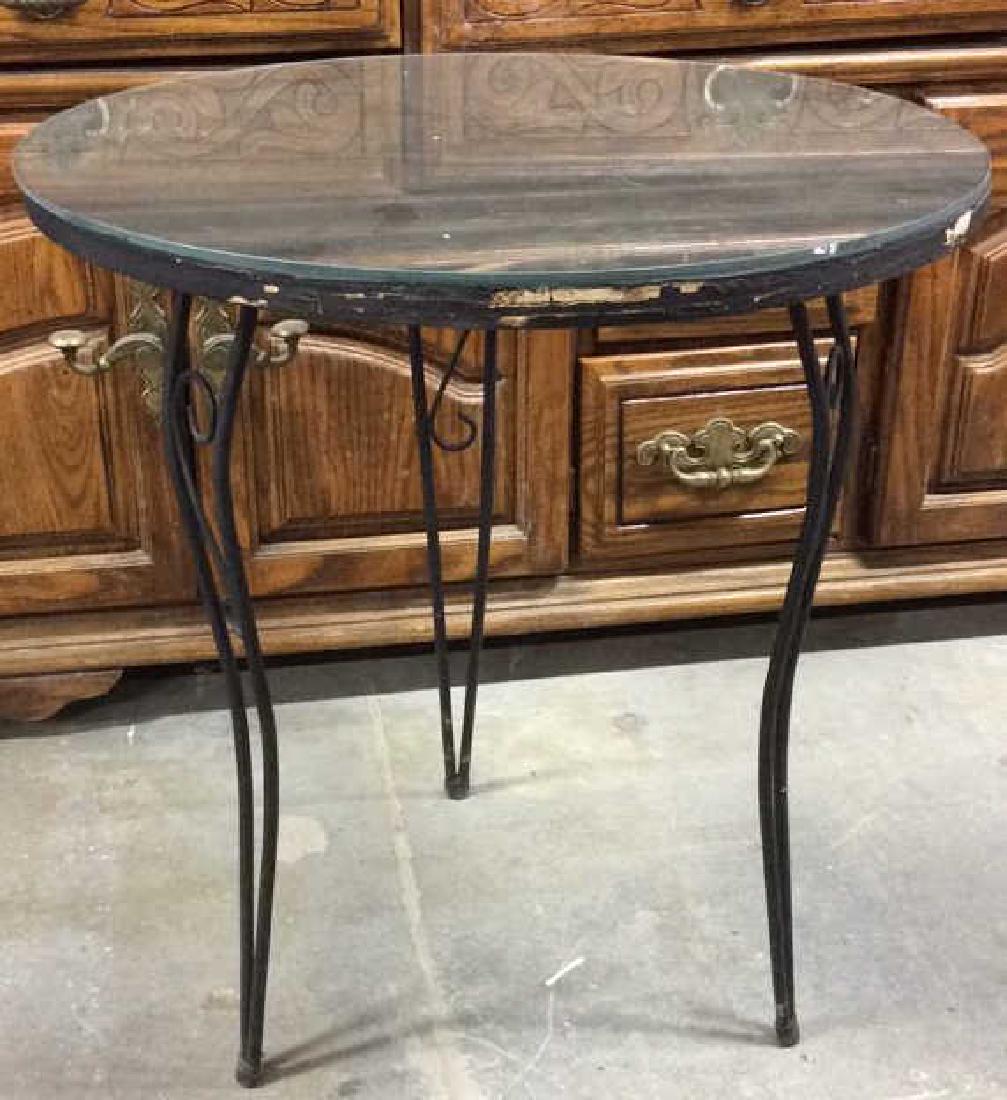 Wooden Side Table W Scrolled Metal Legs (1 of 8)