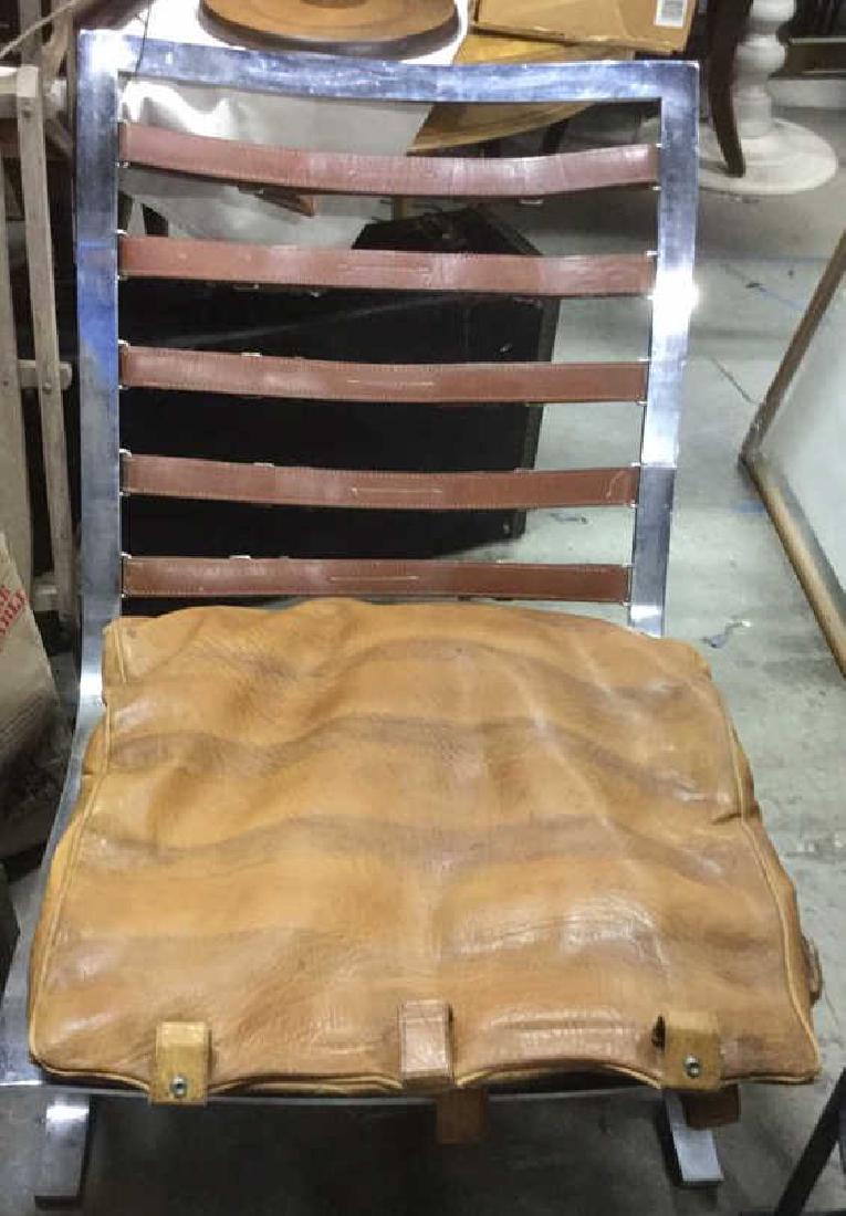 Leather & Metal Mid Century Modern Lounge Chair (1 of 10)