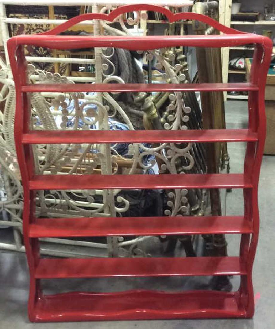 Glossy Red Toned Wooden Display Shelf (1 of 8)