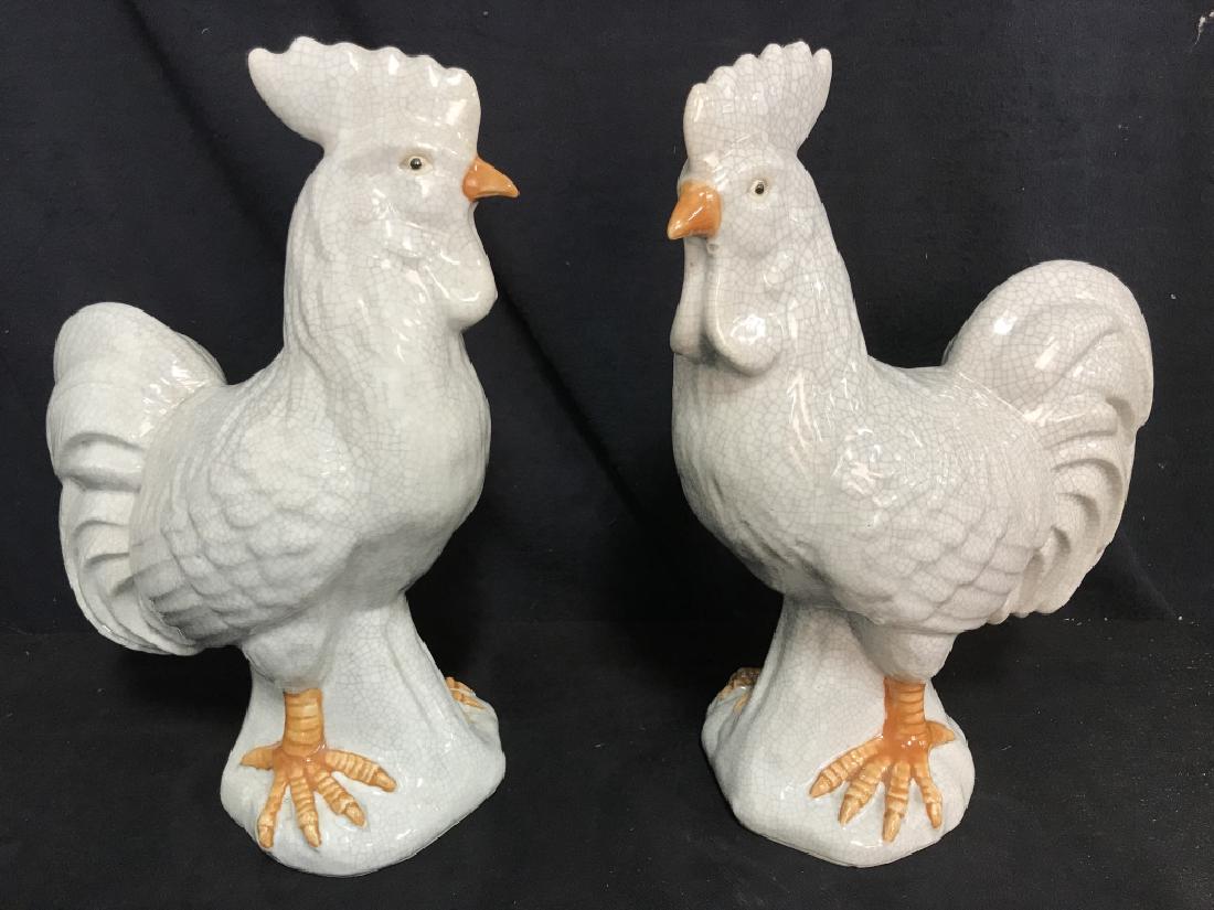 Pair Of Ceramic Rooster Sculptures (1 of 7)