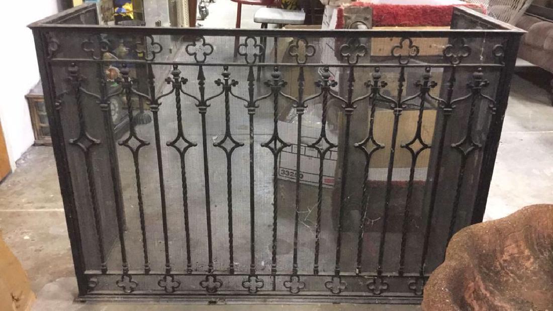 Vintage Black Toned Iron Fireplace Screen (1 of 8)