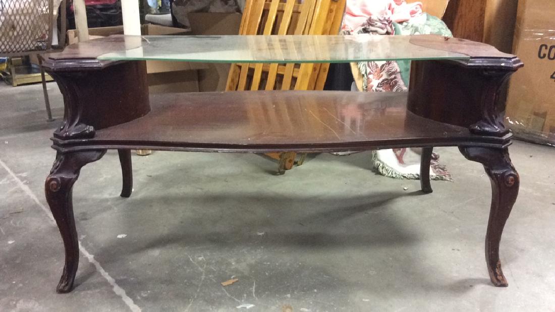 French Style Wood and  Glass Coffee Table (1 of 8)