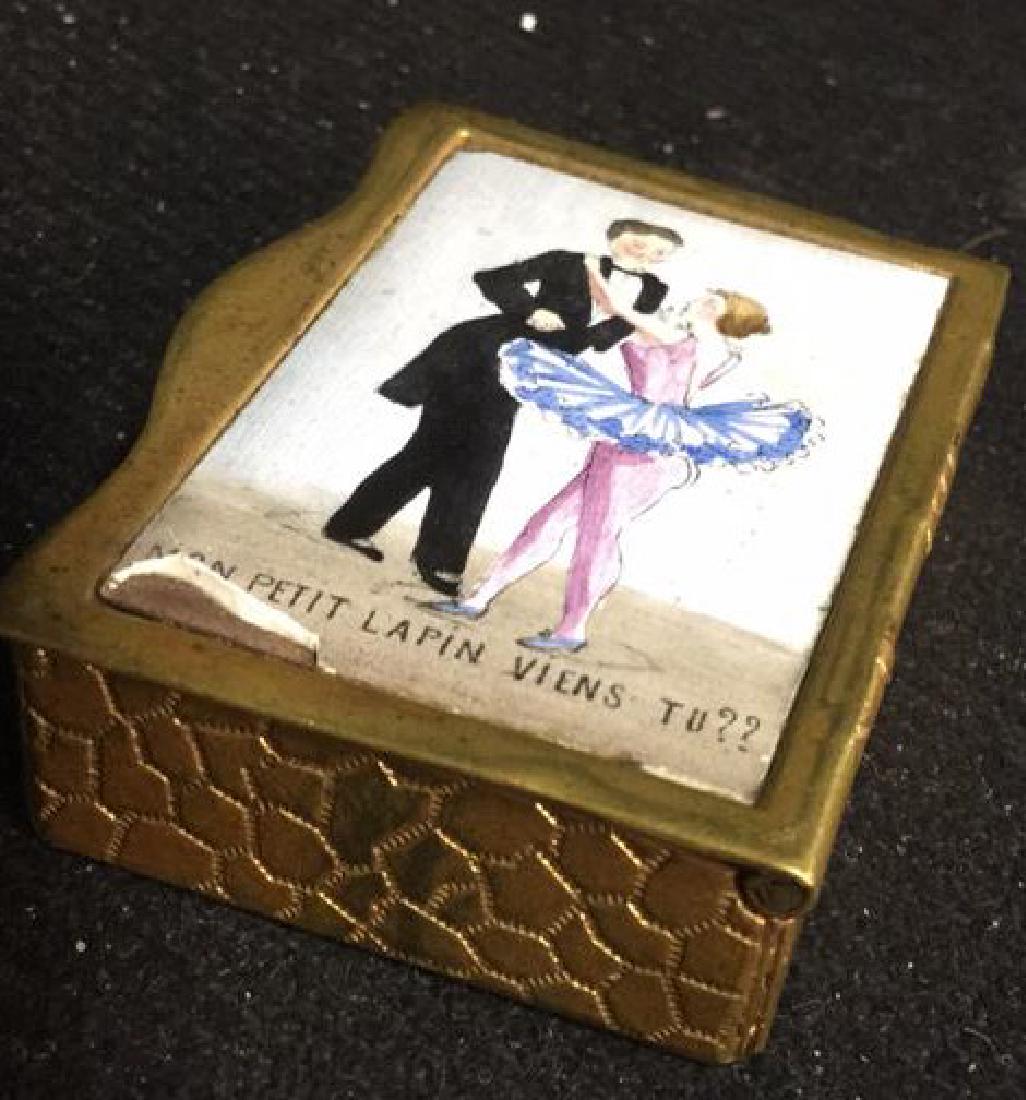 French Two Sided Painted Gold Toned Box (1 of 9)