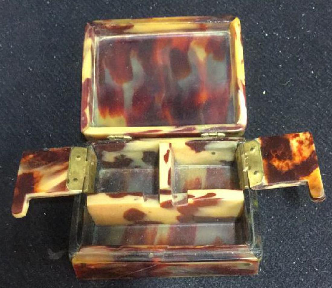 Antique Faux Tortoise Pill Box Inner Compartments (1 of 10)