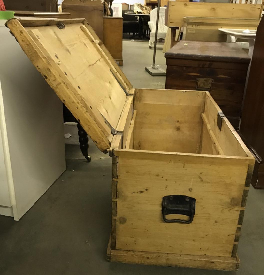 Antique Pine Wooden Chest Table Trunk (1 of 10)