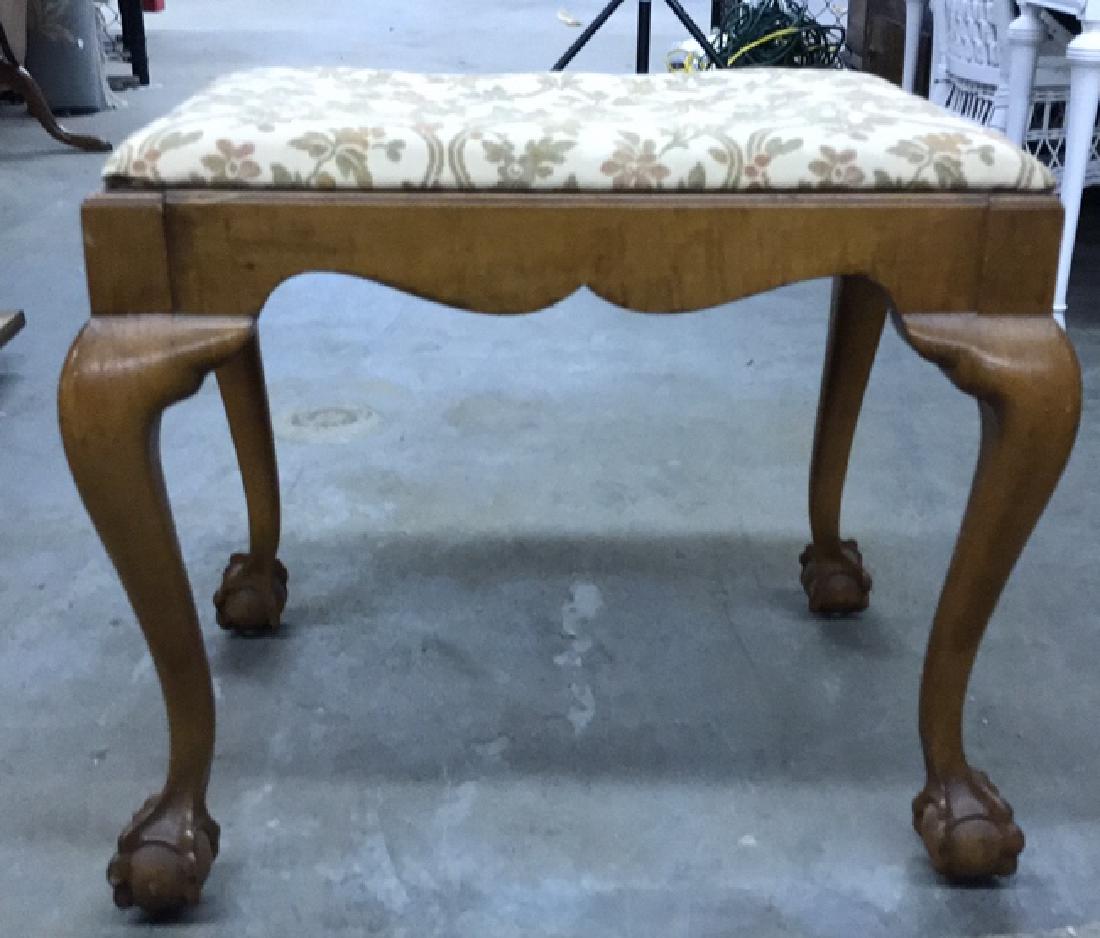 Vintage Wooden Footrest Upholstered Stool (1 of 8)