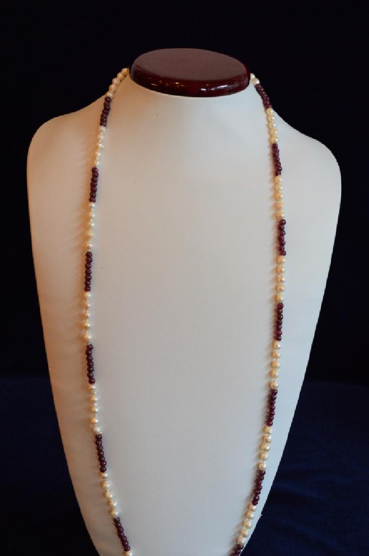 34" Baroque Pearl & Garnet Color Bead Necklace (1 of 2)