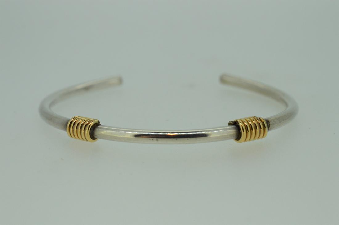 2 tone Sterlng Silvr Cuff Braclet w  Metalic Wrap (1 of 2)