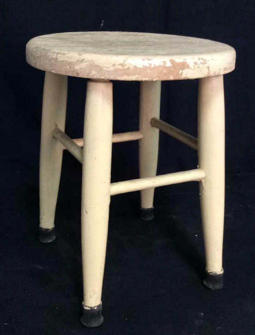 Antique Rustic Yellow Painted Country Stool (1 of 9)