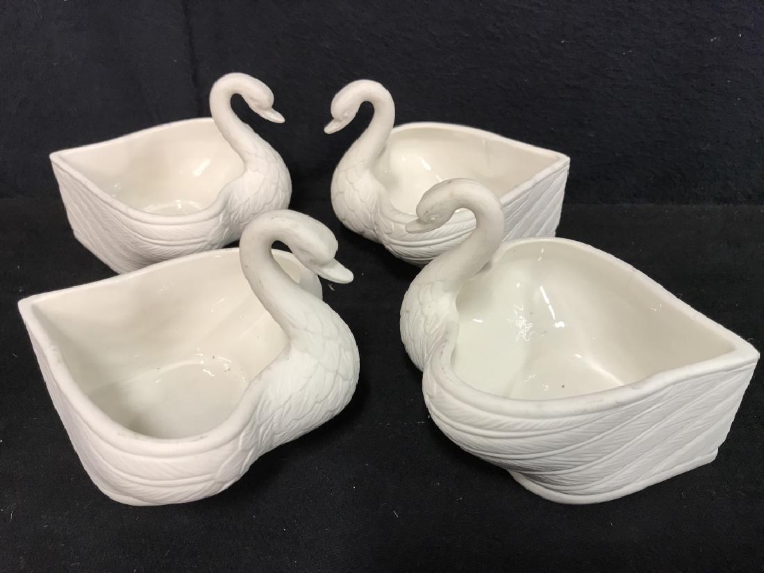 Set Of 4 Italian Ceramic Porcelain Swan Dishes (1 of 5)