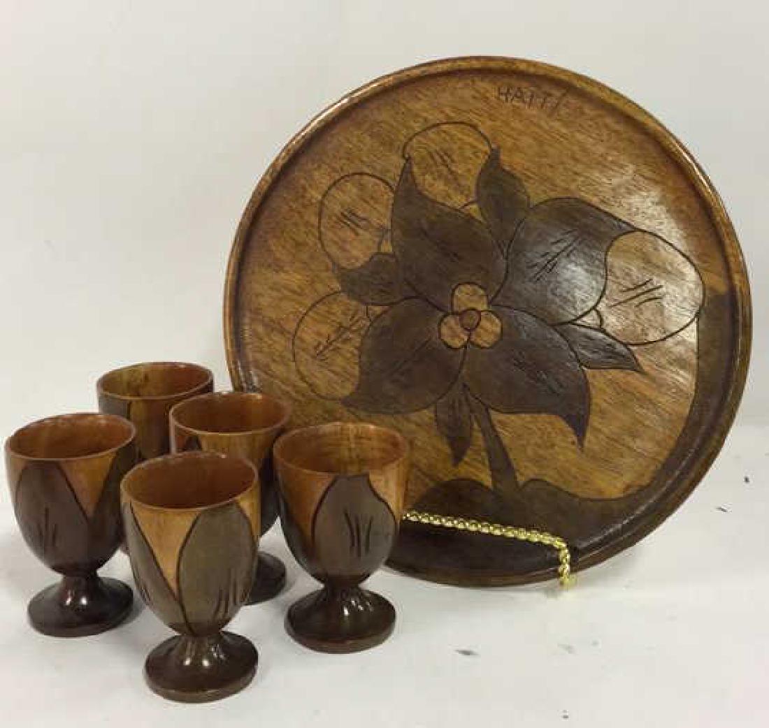 Lot 6 Haitian Wooden Tabletop Accessories (1 of 9)