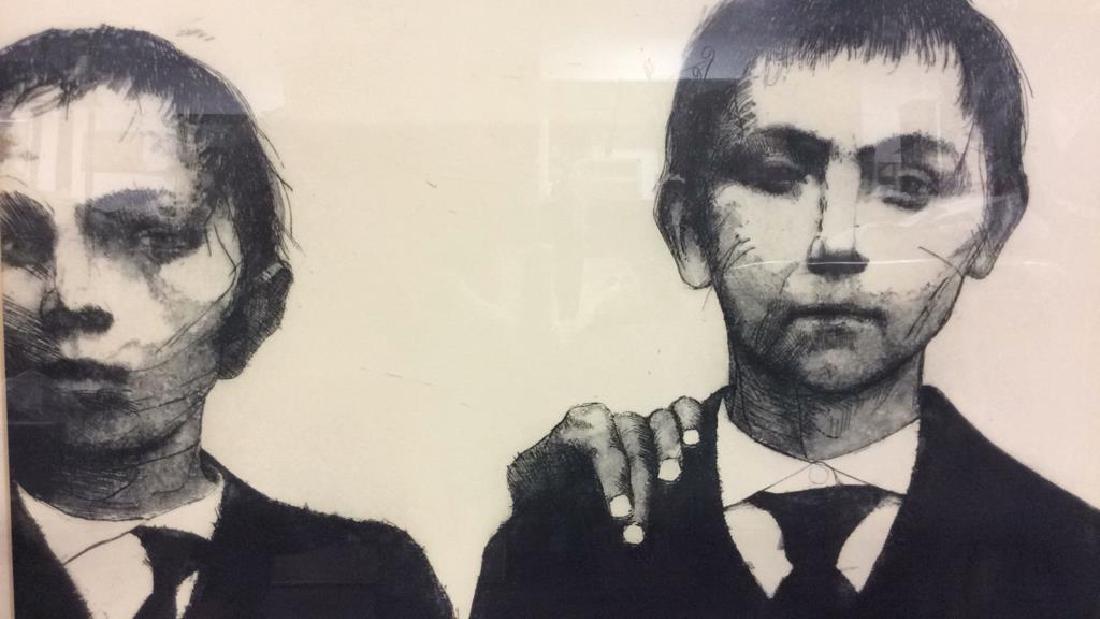 Signed Framed Etching Print Two Boys (1 of 11)
