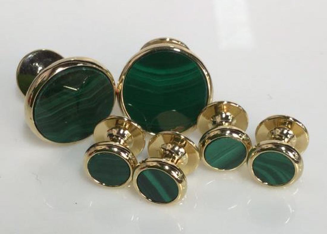 Set 6 pcs Malachite Style Cufflinks and Studs (1 of 7)
