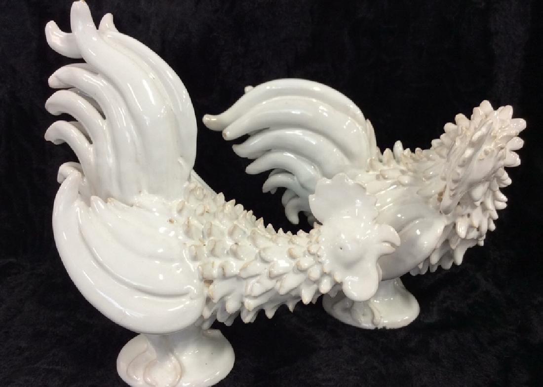 Pair Signed Sculpted Ceramic Rooster Figurals (1 of 12)