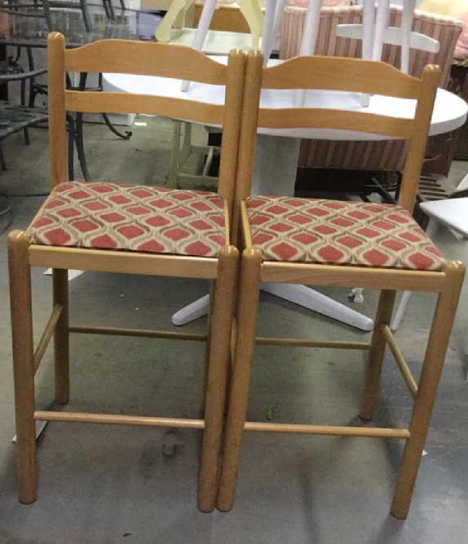 Pair Italian Wooden Counter Chairs W Cushions (1 of 10)