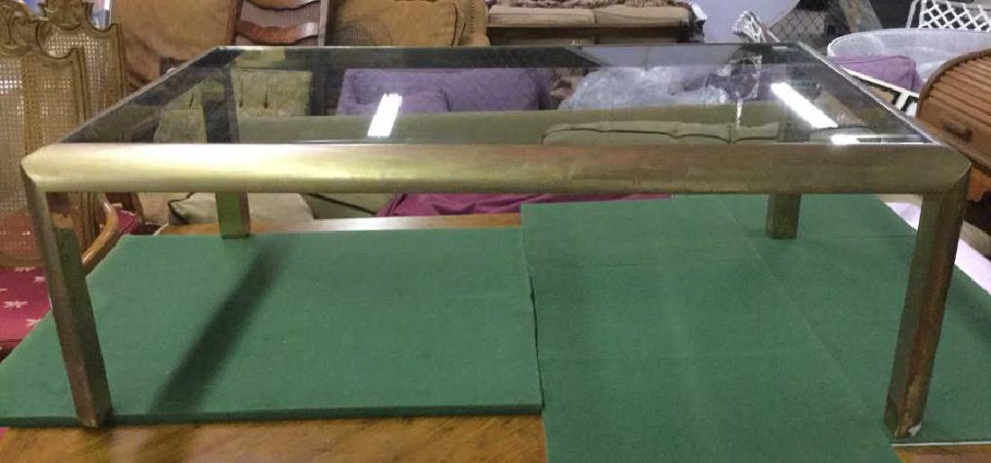 Gold Toned Metal Frame Glass Top Coffee Table (1 of 8)