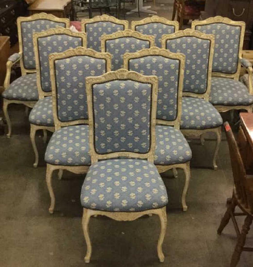 Lot 10 Vintage Upholstered Carved Wooden Chairs (1 of 10)