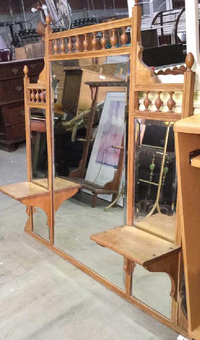 Arts and CraftsCarved  Beveled 3 Panel Wall Mirror (1 of 8)