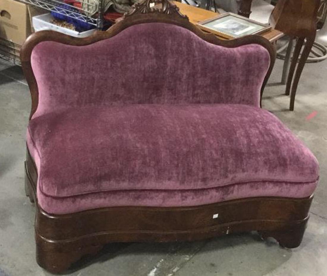 Carved Wood Velvet Empire Setee Sofa (1 of 14)