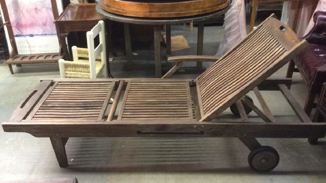 Teak Lounge Chair w Cushions Pullout Table (1 of 9)