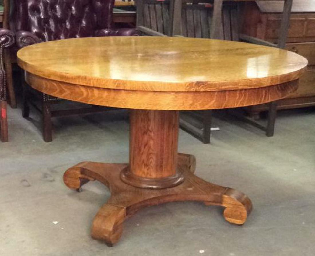 Circular Mission Style Oak Pedestal Diing Table (1 of 8)