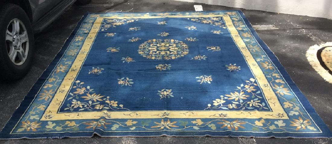 Blue & Beige Toned Floral Detailed Handmade Rug (1 of 10)