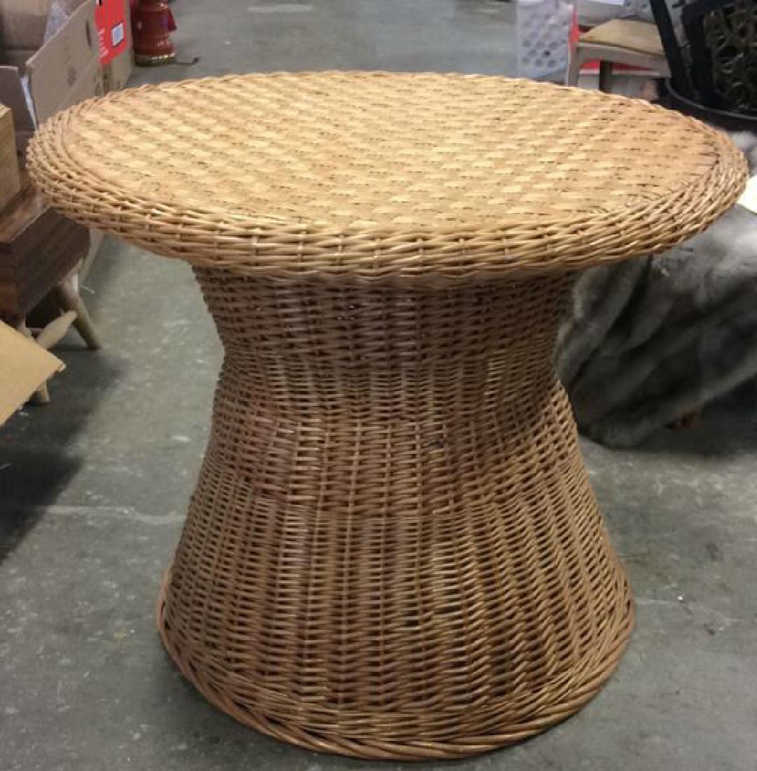 Round Woven Wicker Pedestal Table (1 of 9)