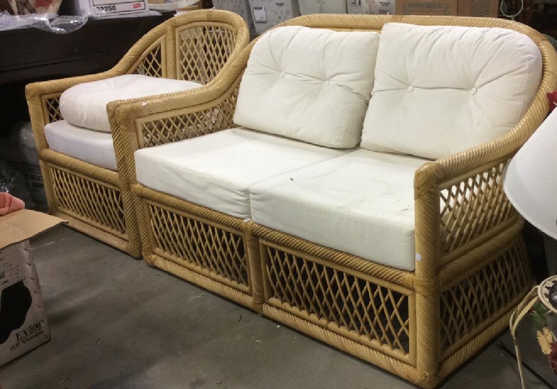 Lot 2 Poss Bamboo Loveseat & Armchair (1 of 10)