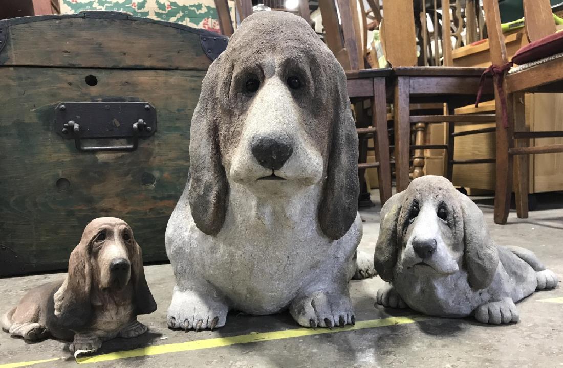 Lot 3 Dog Outdoor Cement Lawn Ornaments (1 of 10)