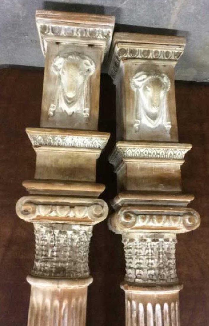 Pair Antique Carved Wood Rams Head Columns (1 of 11)