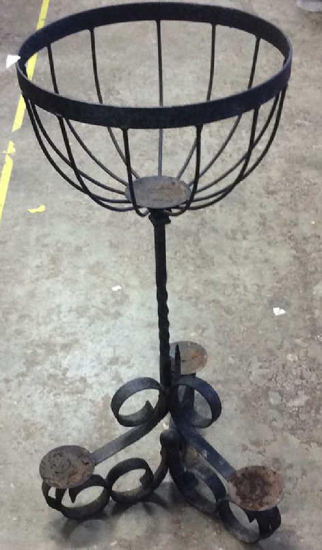 Vintage Iron Metal Plant Stand Basket (1 of 8)